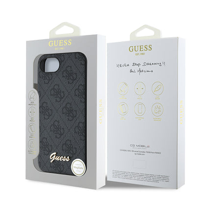 Apple iPhone 16E Kılıf Guess Orjinal Lisanslı 4G Desenli Script Metal Logolu Kapak