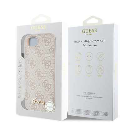 Apple iPhone 16E Kılıf Guess Orjinal Lisanslı 4G Desenli Script Metal Logolu Kapak
