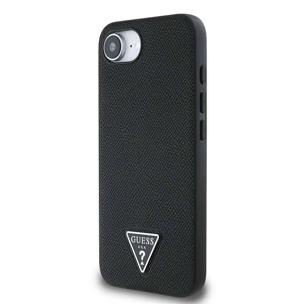 Apple iPhone 16E Kılıf Guess Orjinal Lisanslı M-safe Şarj Özellikli Grained Triangle Kapak