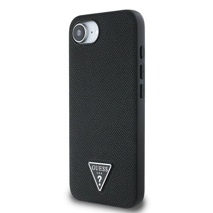 Apple iPhone 16E Kılıf Guess Orjinal Lisanslı M-safe Şarj Özellikli Grained Triangle Kapak
