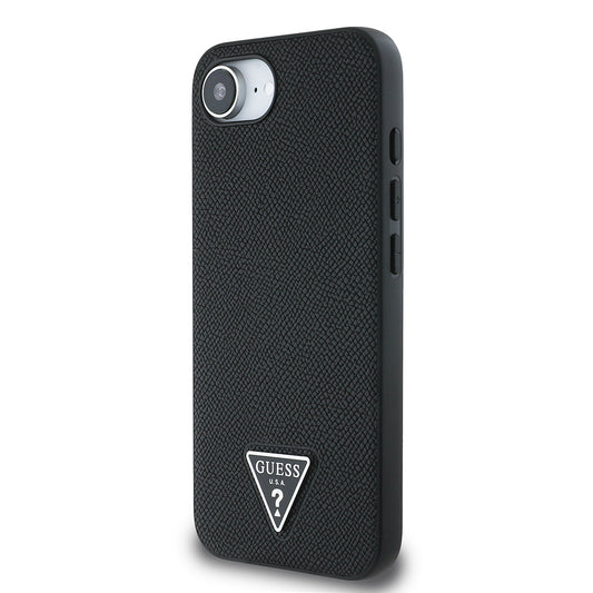 Apple iPhone 16E Kılıf Guess Orjinal Lisanslı M-safe Şarj Özellikli Grained Triangle Kapak