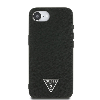 Apple iPhone 16E Kılıf Guess Orjinal Lisanslı M-safe Şarj Özellikli Grained Triangle Kapak