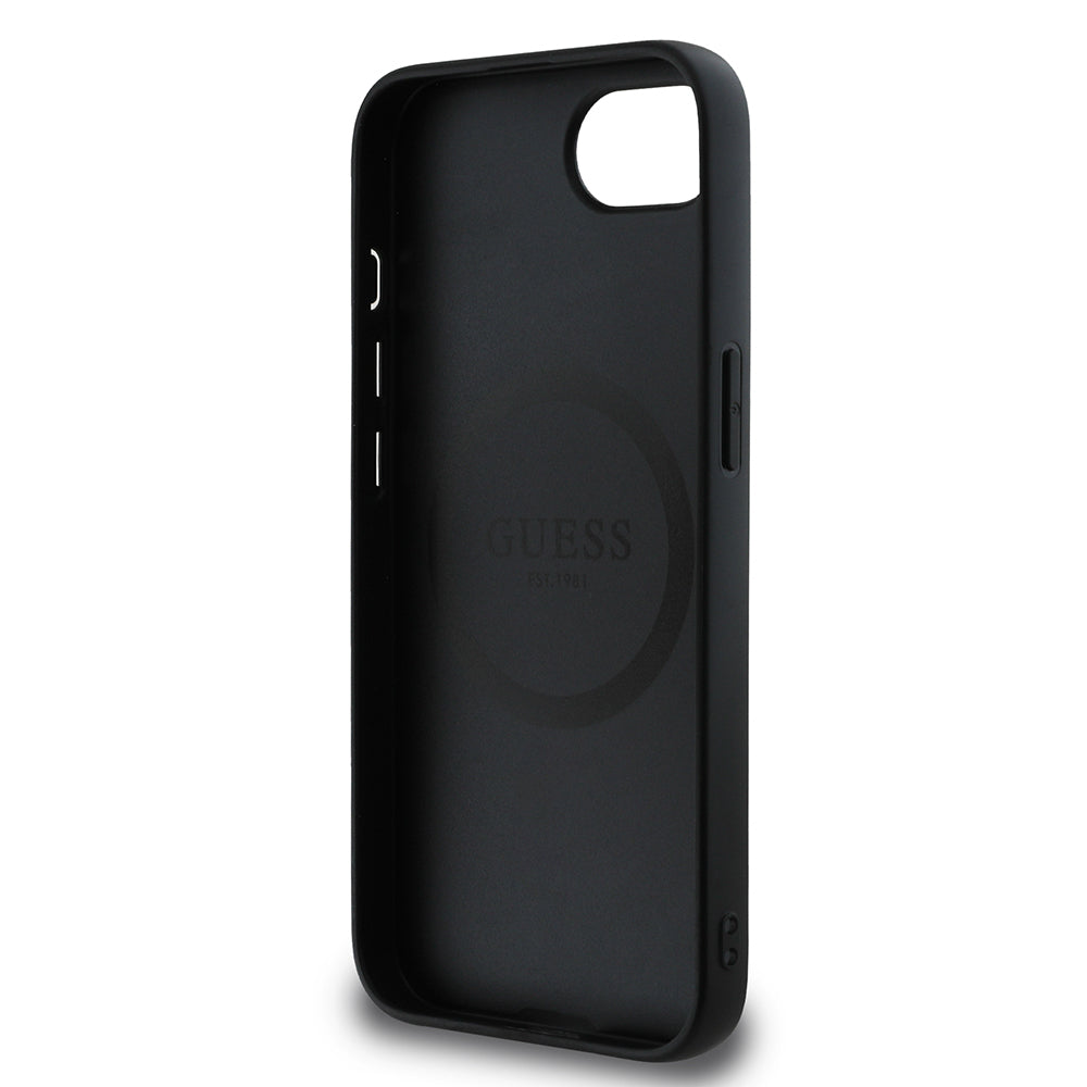 Apple iPhone 16E Kılıf Guess Orjinal Lisanslı M-safe Şarj Özellikli Grained Triangle Kapak