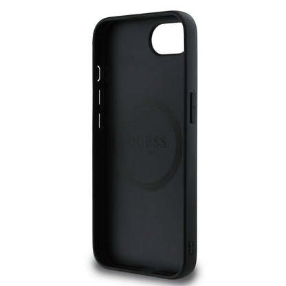 Apple iPhone 16E Kılıf Guess Orjinal Lisanslı M-safe Şarj Özellikli Grained Triangle Kapak