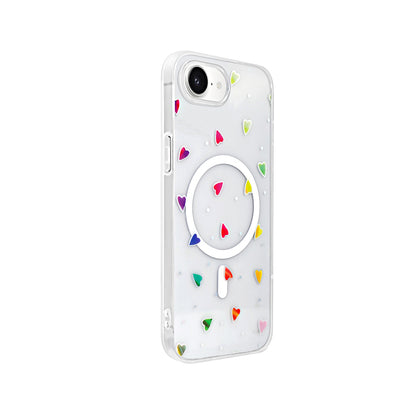 Apple iPhone 16E Kılıf M-Safe Şarj Özellikli Şeffaf Zore Folk Sert Kapak