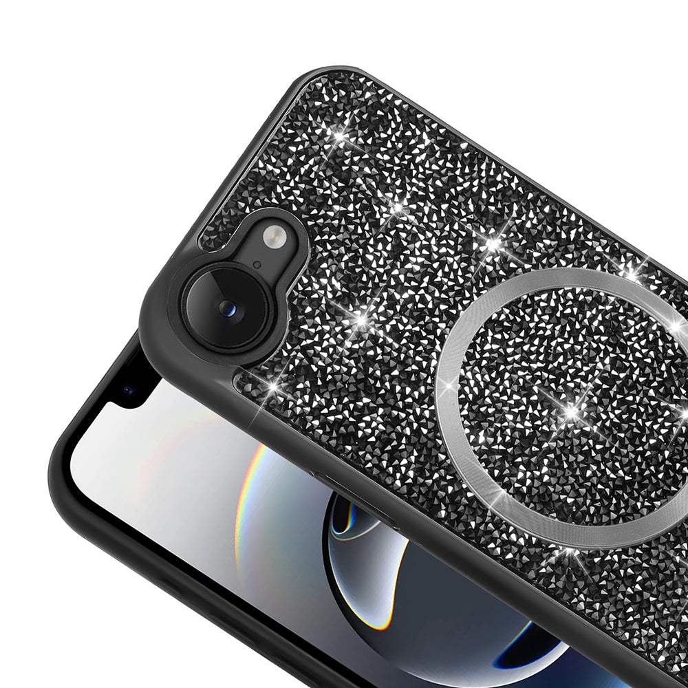 Apple iPhone 16E Kılıf Pırlanta Tasarımlı M-safe Şarj Özellikli Zore Mozaik Silikon Kapak