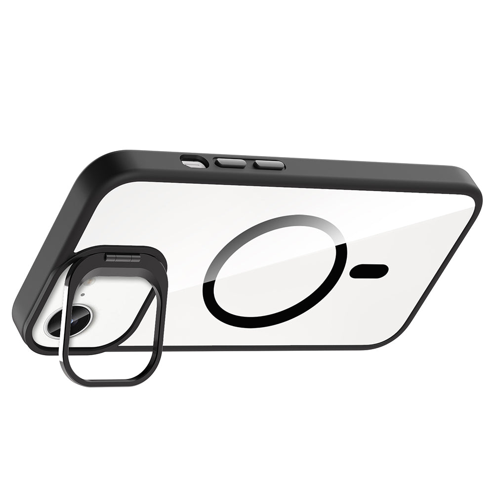 Apple iPhone 16E Kılıf Standlı ve Kamera Lens Hediyeli M-Safe Şarj Özellikli Zore Etro Kapak