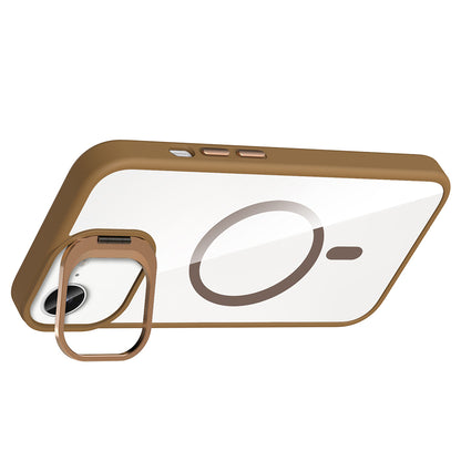 Apple iPhone 16E Kılıf Standlı ve Kamera Lens Hediyeli M-Safe Şarj Özellikli Zore Etro Kapak