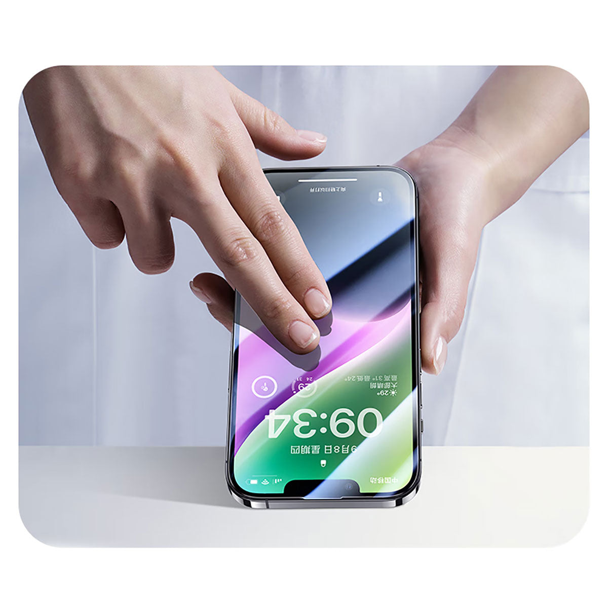 Apple iPhone 16E Wiwu CZ-003 Mavi Işık Teknolojili Hidrofobik ve Oleofobik Parlama Önleyici Cam Ekran Koruyucu