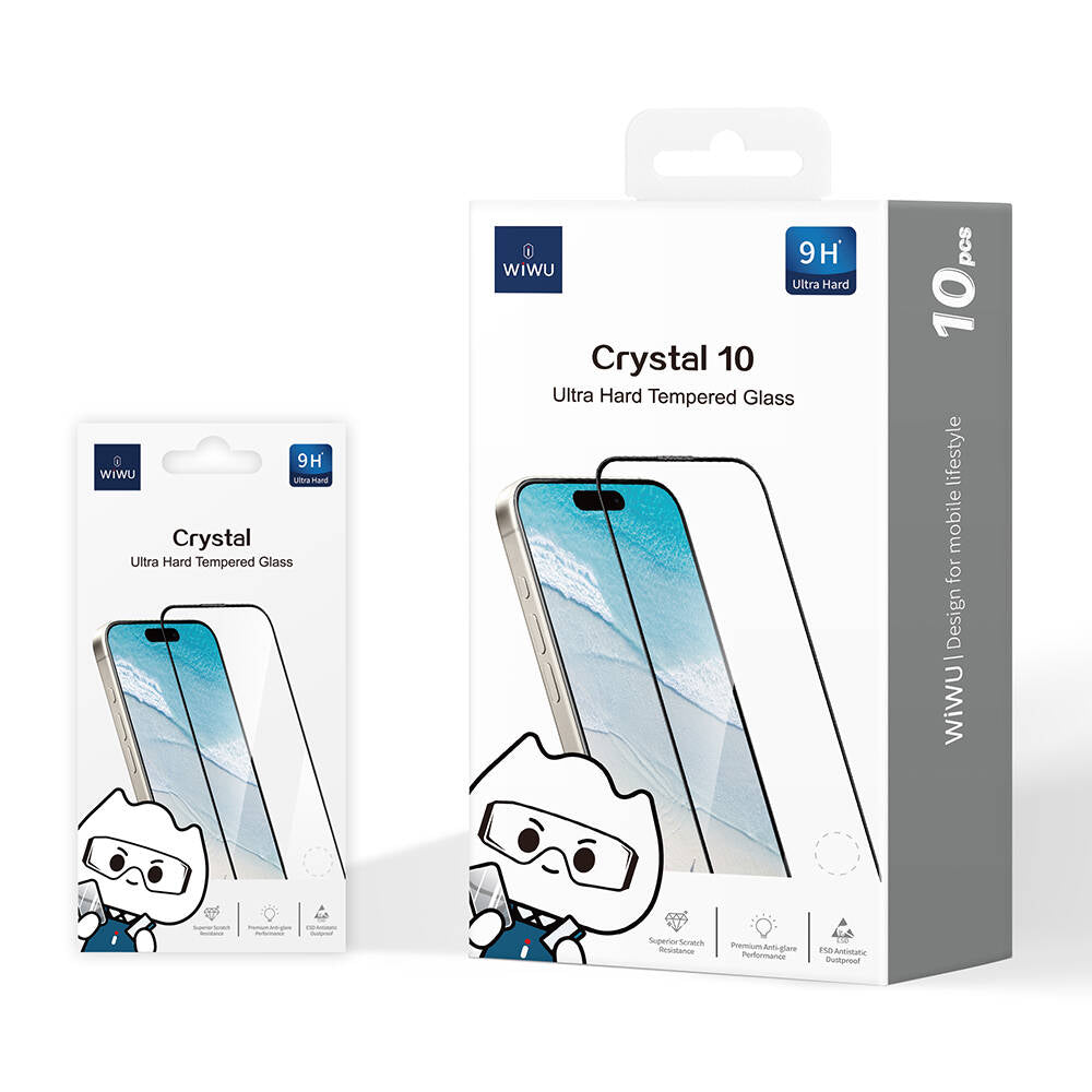 Apple iPhone 16E Wiwu GT-008 Polimer Oleofobik Kaplama Şeffaf Pürüzsüz Temperli Cam Ekran Koruyucu 10'lu Paket