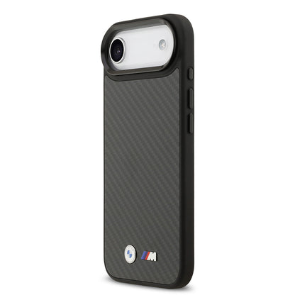 Apple iPhone 17 Air Kılıf BMW Orjinal Lisanslı M-safe Şarj Özellikli Karbon Fiber Metal Logolu Kapak