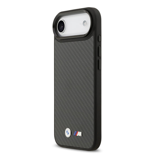 Apple iPhone 17 Air Kılıf BMW Orjinal Lisanslı M-safe Şarj Özellikli Karbon Fiber Metal Logolu Kapak