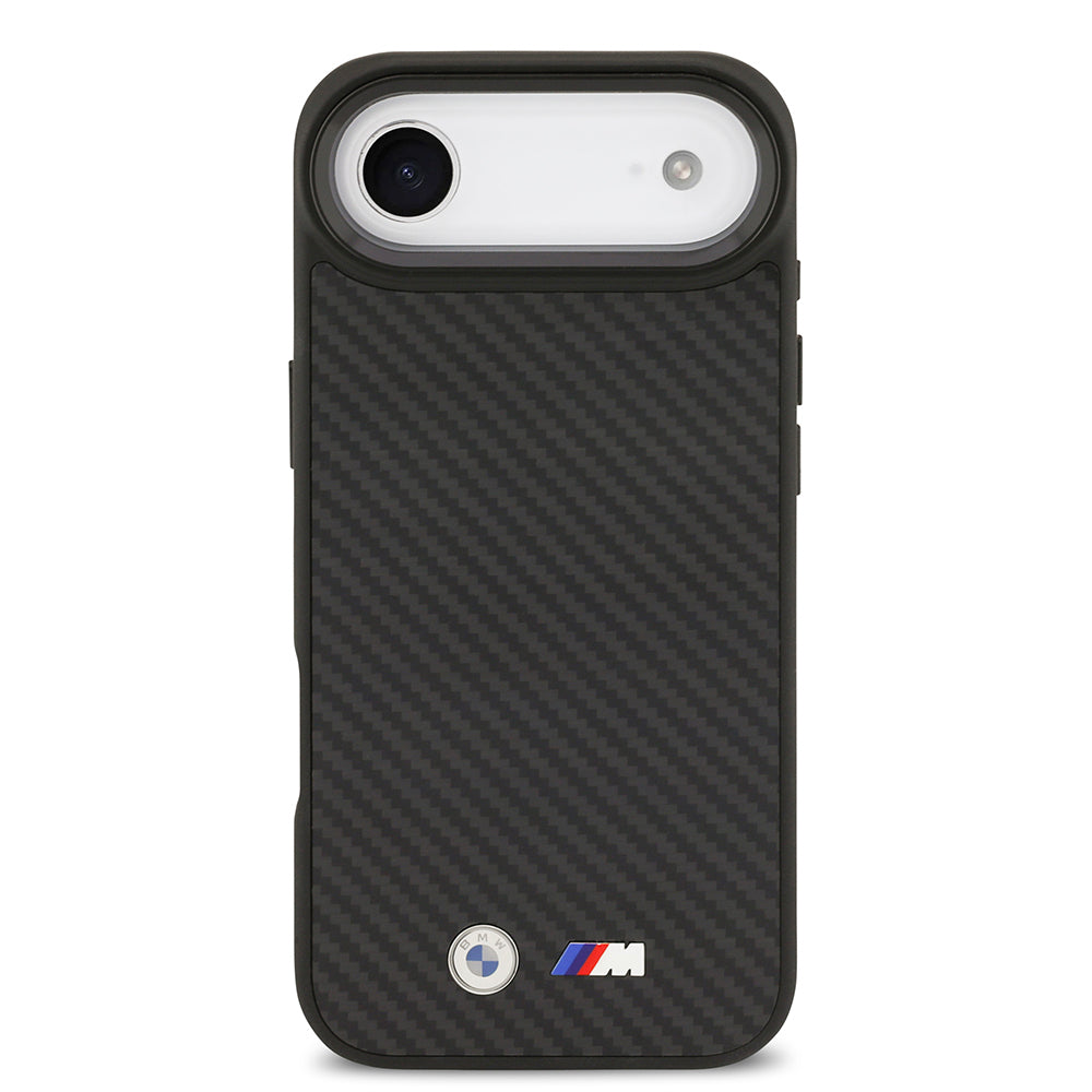 Apple iPhone 17 Air Kılıf BMW Orjinal Lisanslı M-safe Şarj Özellikli Karbon Fiber Metal Logolu Kapak