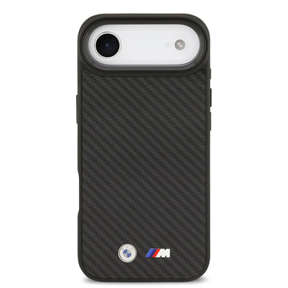 Apple iPhone 17 Air Kılıf BMW Orjinal Lisanslı M-safe Şarj Özellikli Karbon Fiber Metal Logolu Kapak