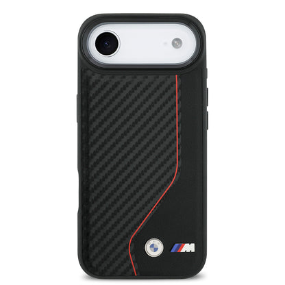 Apple iPhone 17 Air Kılıf BMW Orjinal Lisanslı M-safe Şarj Özellikli Metal BMW ve M Logolu PU Karbon Tasarımlı Kapak