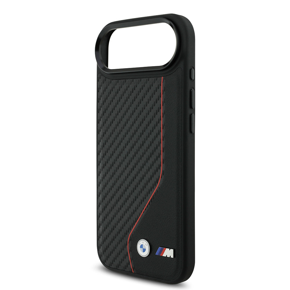 Apple iPhone 17 Air Kılıf BMW Orjinal Lisanslı M-safe Şarj Özellikli Metal BMW ve M Logolu PU Karbon Tasarımlı Kapak