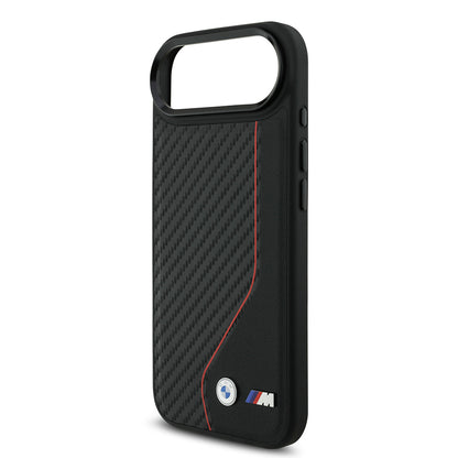 Apple iPhone 17 Air Kılıf BMW Orjinal Lisanslı M-safe Şarj Özellikli Metal BMW ve M Logolu PU Karbon Tasarımlı Kapak