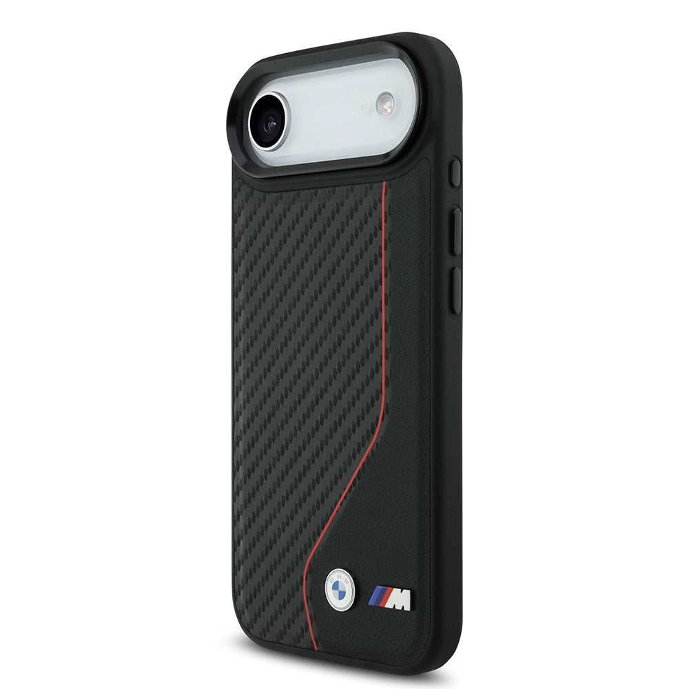 Apple iPhone 17 Air Kılıf BMW Orjinal Lisanslı M-safe Şarj Özellikli Metal BMW ve M Logolu PU Karbon Tasarımlı Kapak