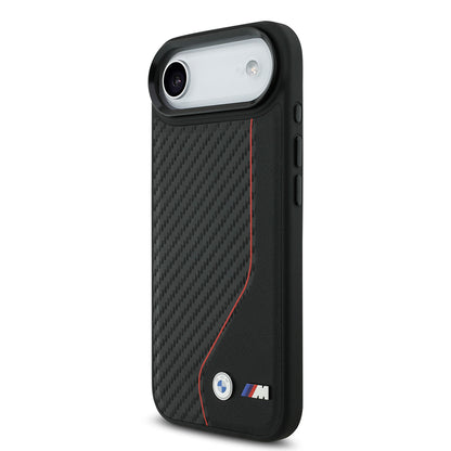 Apple iPhone 17 Air Kılıf BMW Orjinal Lisanslı M-safe Şarj Özellikli Metal BMW ve M Logolu PU Karbon Tasarımlı Kapak