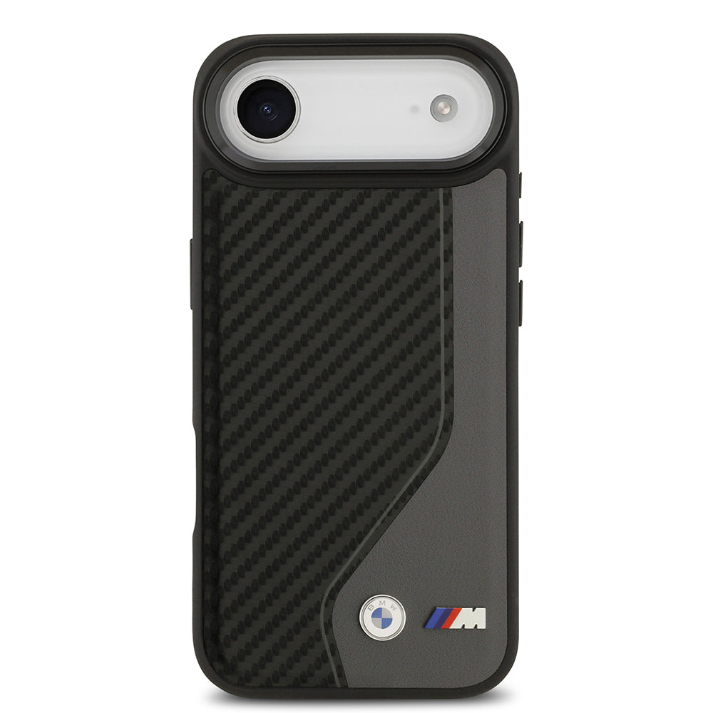 Apple iPhone 17 Air Kılıf BMW Orjinal Lisanslı M-safe Şarj Özellikli Metal BMW ve M Logolu PU Karbon Tasarımlı Kapak