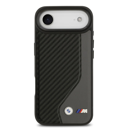Apple iPhone 17 Air Kılıf BMW Orjinal Lisanslı M-safe Şarj Özellikli Metal BMW ve M Logolu PU Karbon Tasarımlı Kapak
