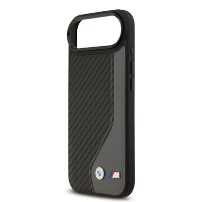 Apple iPhone 17 Air Kılıf BMW Orjinal Lisanslı M-safe Şarj Özellikli Metal BMW ve M Logolu PU Karbon Tasarımlı Kapak