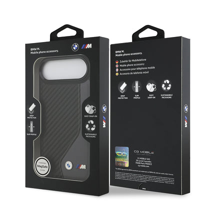 Apple iPhone 17 Air Kılıf BMW Orjinal Lisanslı M-safe Şarj Özellikli Metal BMW ve M Logolu PU Karbon Tasarımlı Kapak