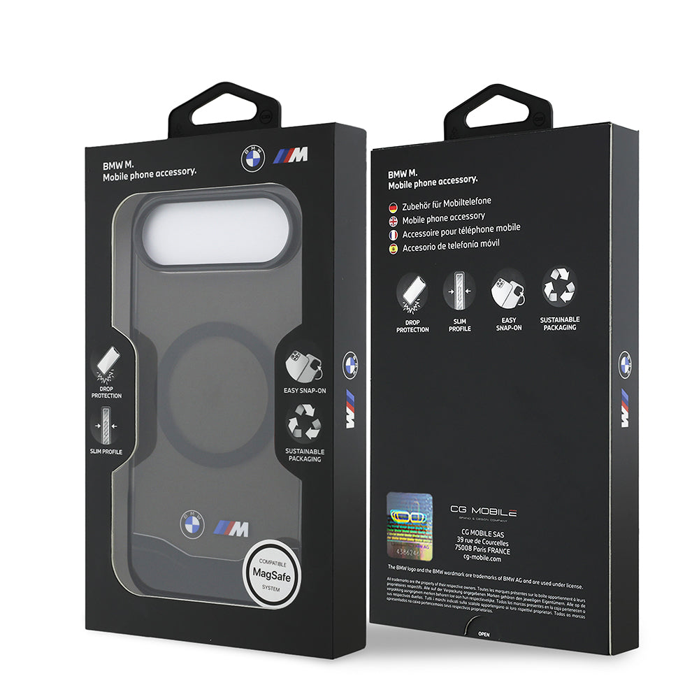 Apple iPhone 17 Air Kılıf BMW Orjinal Lisanslı M-safe Şarj Özellikli Metal Buton Tasarımlı Tranparan M Dizayn Kapak