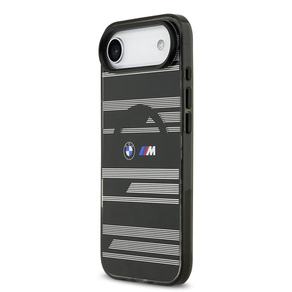 Apple iPhone 17 Air Kılıf BMW Orjinal Lisanslı M-safe Şarj Özellikli Metal Kamera Butonlu Yatay Şeritli M Dizayn Kapak