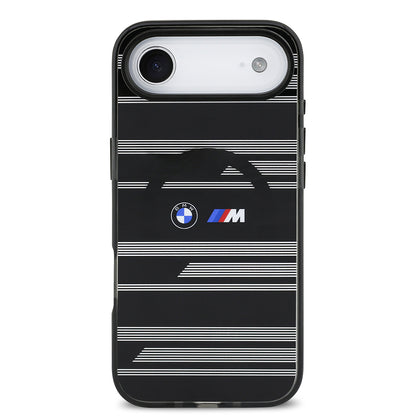 Apple iPhone 17 Air Kılıf BMW Orjinal Lisanslı M-safe Şarj Özellikli Metal Kamera Butonlu Yatay Şeritli M Dizayn Kapak