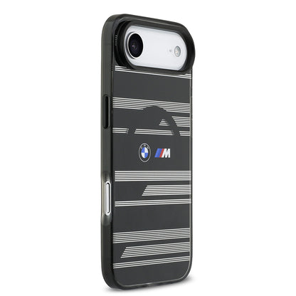 Apple iPhone 17 Air Kılıf BMW Orjinal Lisanslı M-safe Şarj Özellikli Metal Kamera Butonlu Yatay Şeritli M Dizayn Kapak