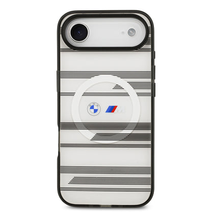 Apple iPhone 17 Air Kılıf BMW Orjinal Lisanslı M-safe Şarj Özellikli Metal Kamera Butonlu Yatay Şeritli M Dizayn Kapak
