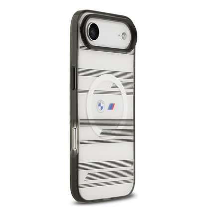 Apple iPhone 17 Air Kılıf BMW Orjinal Lisanslı M-safe Şarj Özellikli Metal Kamera Butonlu Yatay Şeritli M Dizayn Kapak
