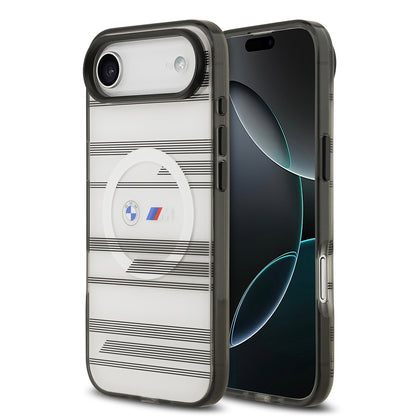 Apple iPhone 17 Air Kılıf BMW Orjinal Lisanslı M-safe Şarj Özellikli Metal Kamera Butonlu Yatay Şeritli M Dizayn Kapak