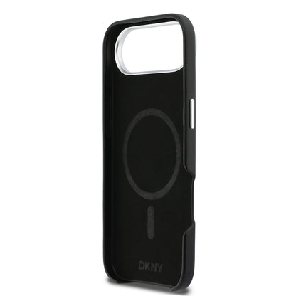 Apple iPhone 17 Air Kılıf DKNY Orjinal Lisanslı M-safe Şarj Özellikli PU Büyük Dikey Logolu Kapak
