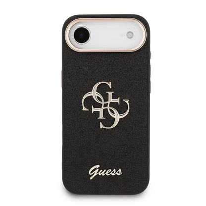 Apple iPhone 17 Air Kılıf Guess Orjinal Lisanslı 4G Büyük Metal Kamera Çerçeveli ve Logolu Glitter Kapak