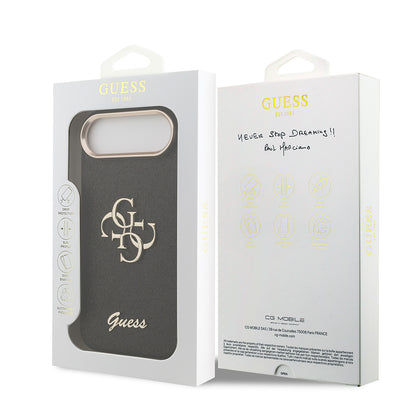 Apple iPhone 17 Air Kılıf Guess Orjinal Lisanslı 4G Büyük Metal Kamera Çerçeveli ve Logolu Glitter Kapak