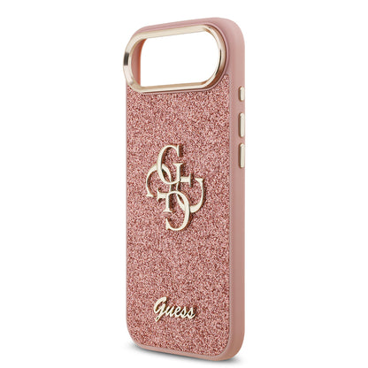 Apple iPhone 17 Air Kılıf Guess Orjinal Lisanslı 4G Büyük Metal Kamera Çerçeveli ve Logolu Glitter Kapak