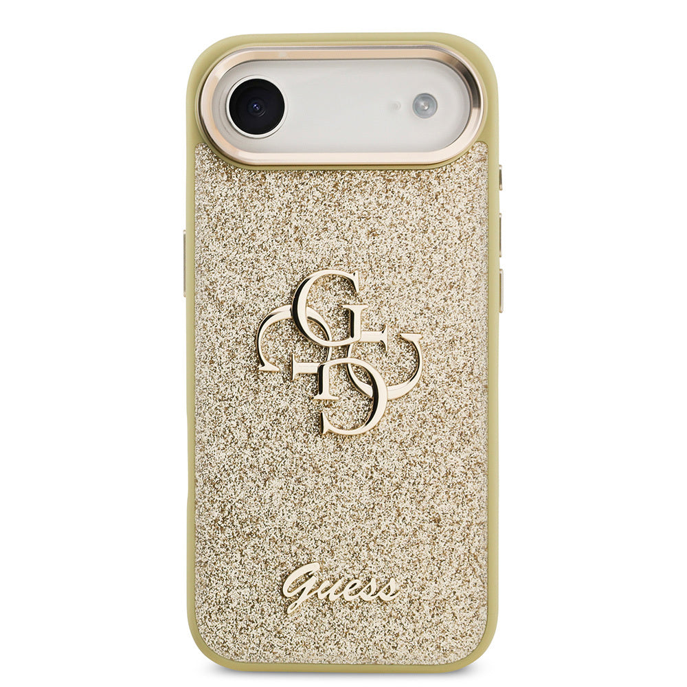 Apple iPhone 17 Air Kılıf Guess Orjinal Lisanslı 4G Büyük Metal Kamera Çerçeveli ve Logolu Glitter Kapak