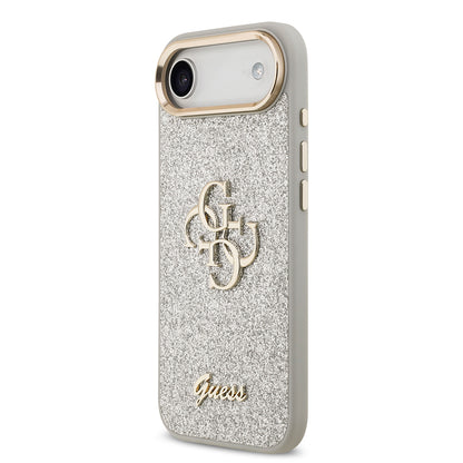 Apple iPhone 17 Air Kılıf Guess Orjinal Lisanslı 4G Büyük Metal Kamera Çerçeveli ve Logolu Glitter Kapak