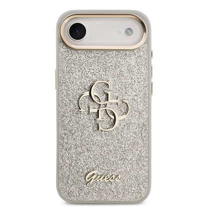Apple iPhone 17 Air Kılıf Guess Orjinal Lisanslı 4G Büyük Metal Kamera Çerçeveli ve Logolu Glitter Kapak