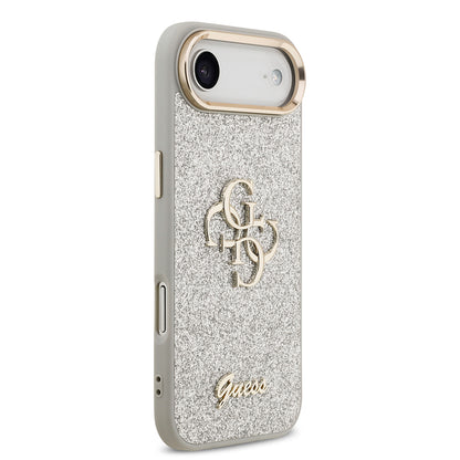 Apple iPhone 17 Air Kılıf Guess Orjinal Lisanslı 4G Büyük Metal Kamera Çerçeveli ve Logolu Glitter Kapak