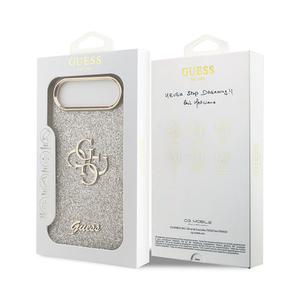 Apple iPhone 17 Air Kılıf Guess Orjinal Lisanslı 4G Büyük Metal Kamera Çerçeveli ve Logolu Glitter Kapak