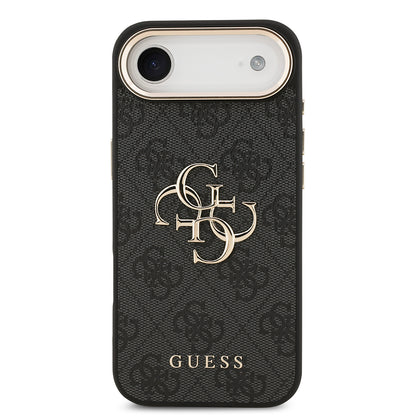 Apple iPhone 17 Air Kılıf Guess Orjinal Lisanslı Gold Metal Kamera Çerçeveli 4G Desenli Metal Büyük 4G ve Yazı Logolu Kapak