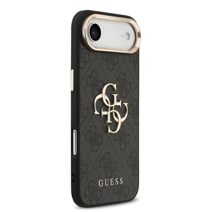 Apple iPhone 17 Air Kılıf Guess Orjinal Lisanslı Gold Metal Kamera Çerçeveli 4G Desenli Metal Büyük 4G ve Yazı Logolu Kapak