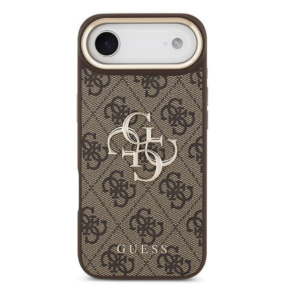 Apple iPhone 17 Air Kılıf Guess Orjinal Lisanslı Gold Metal Kamera Çerçeveli 4G Desenli Metal Büyük 4G ve Yazı Logolu Kapak