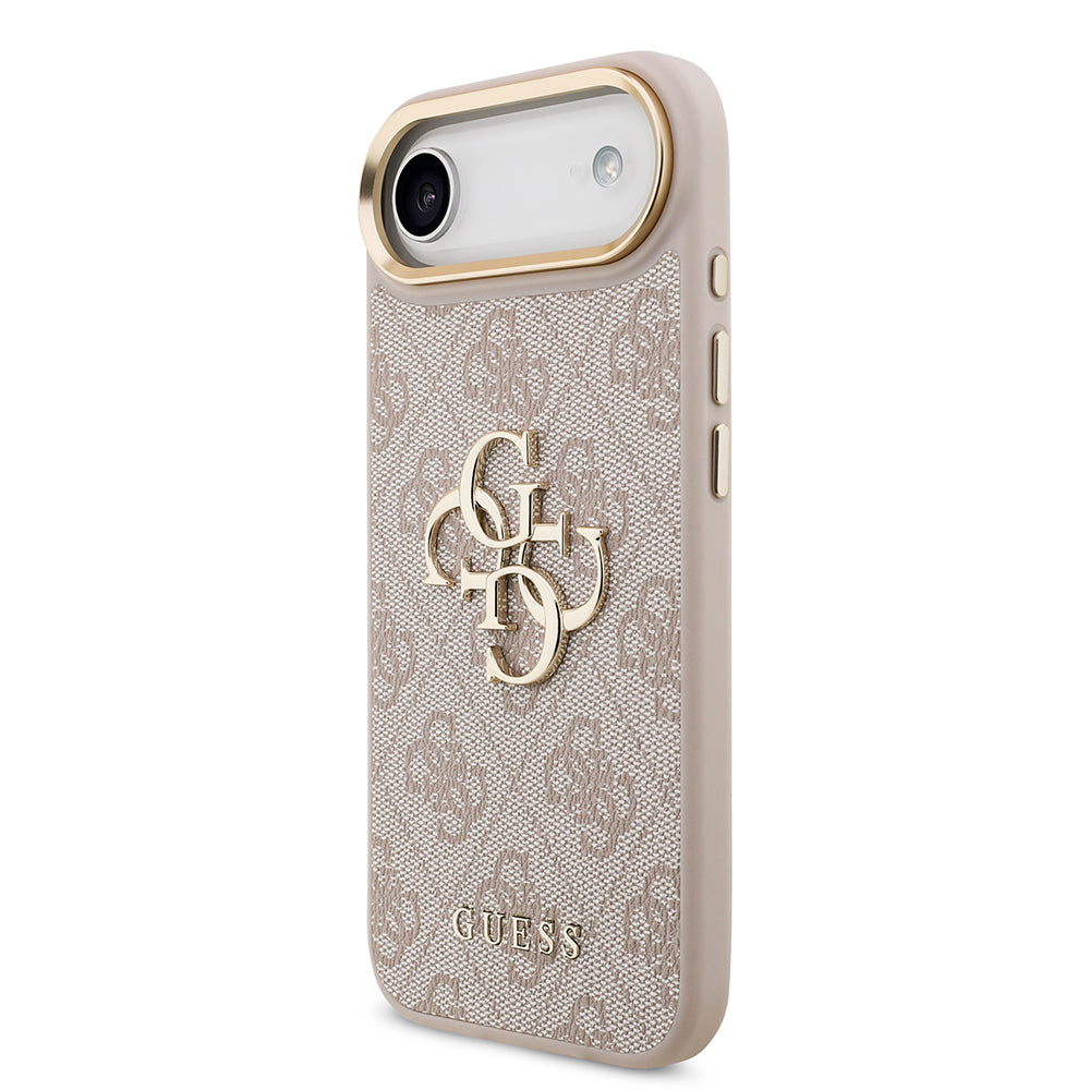 Apple iPhone 17 Air Kılıf Guess Orjinal Lisanslı Gold Metal Kamera Çerçeveli 4G Desenli Metal Büyük 4G ve Yazı Logolu Kapak
