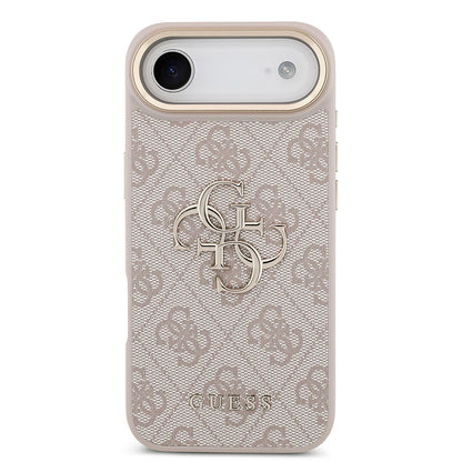Apple iPhone 17 Air Kılıf Guess Orjinal Lisanslı Gold Metal Kamera Çerçeveli 4G Desenli Metal Büyük 4G ve Yazı Logolu Kapak