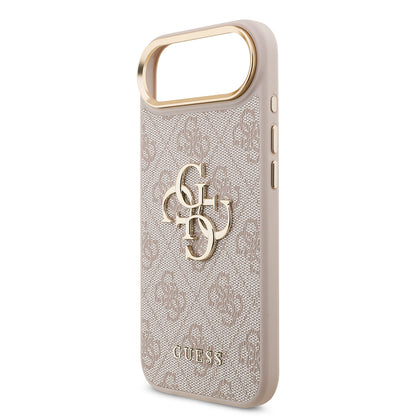 Apple iPhone 17 Air Kılıf Guess Orjinal Lisanslı Gold Metal Kamera Çerçeveli 4G Desenli Metal Büyük 4G ve Yazı Logolu Kapak