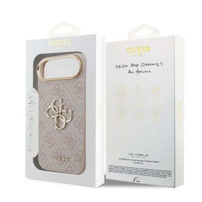 Apple iPhone 17 Air Kılıf Guess Orjinal Lisanslı Gold Metal Kamera Çerçeveli 4G Desenli Metal Büyük 4G ve Yazı Logolu Kapak